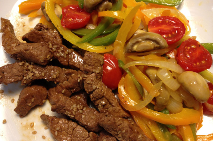 Beef, Mushrooms, and Peppers